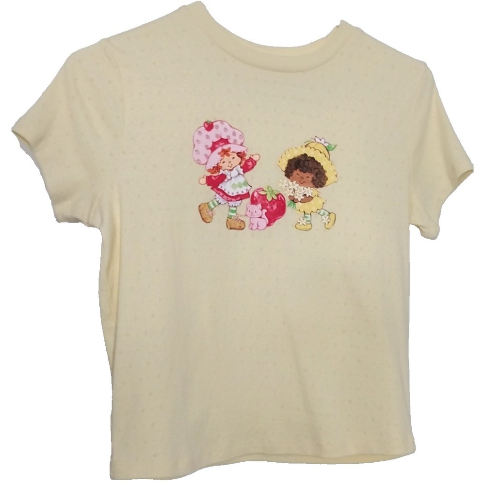 Strawberry Shortcake Hybrid Tee Shirt Juniors Size M Yellow Graphic Cartoon